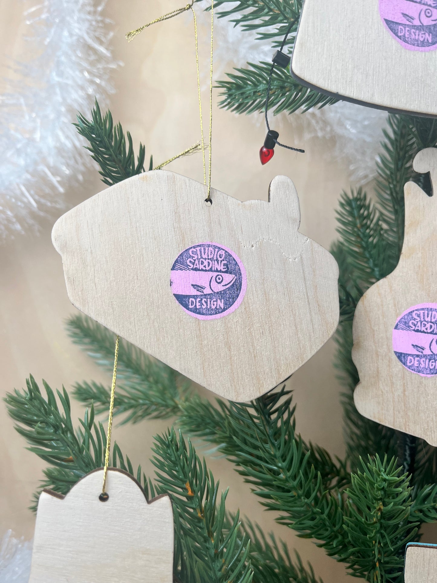 Printed “Joyful Whale” wooden cut-out ornaments