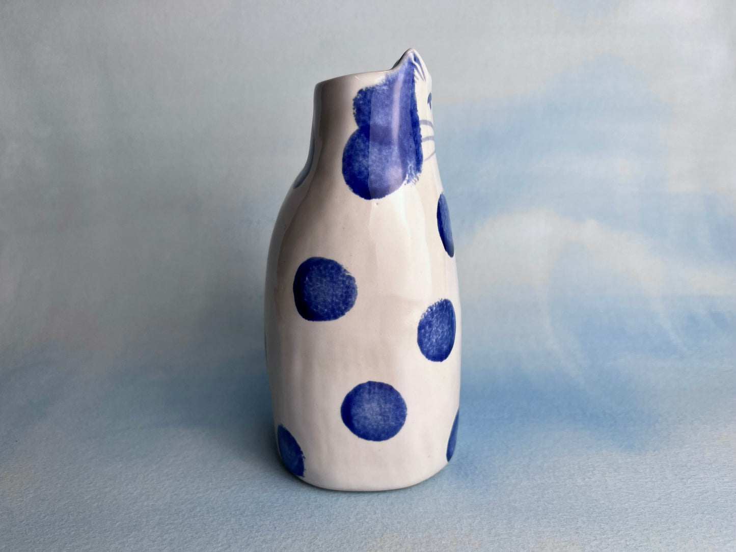 Polka Dot Kitty Cat Porcelain Bud vase A