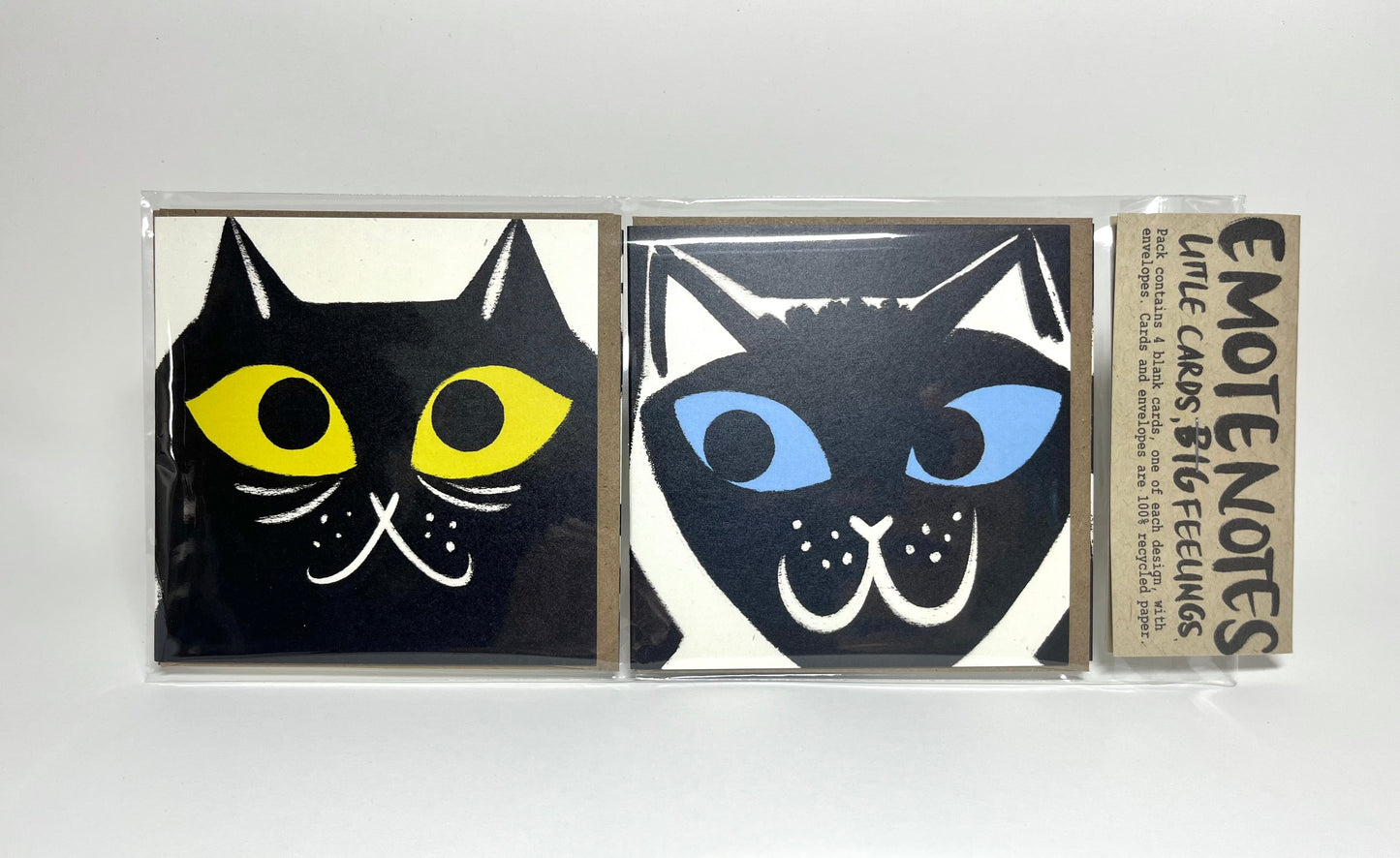 Furry Feline Emote Notes mini cat notecards 4 pack