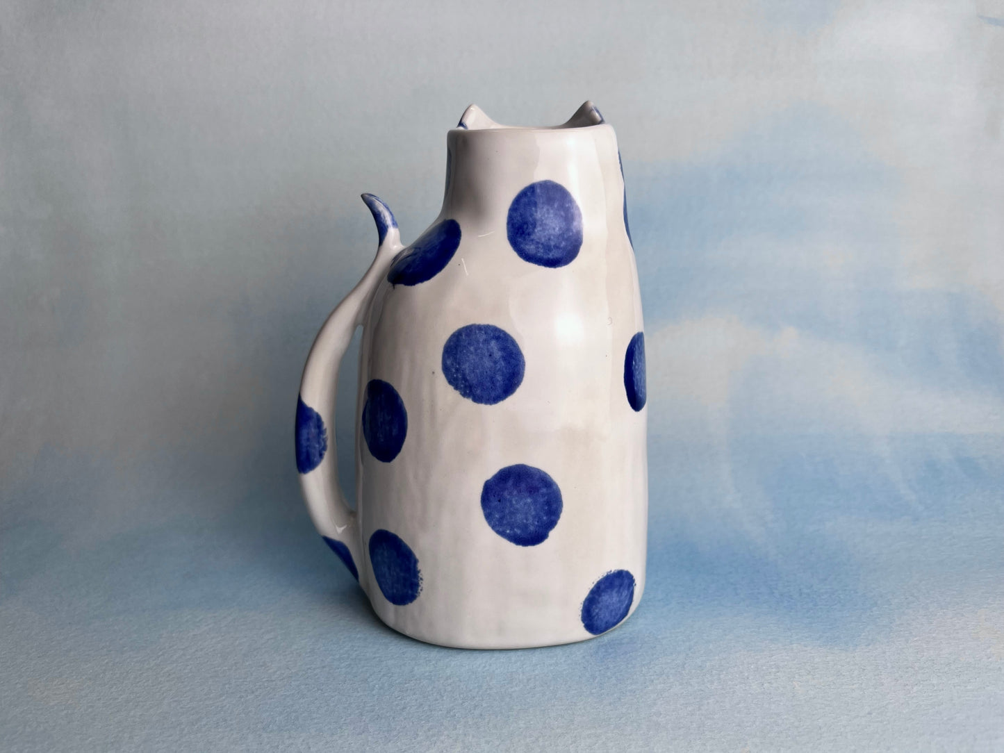 Polka Dot Kitty Cat Porcelain Bud vase A
