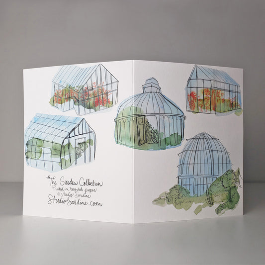 Greenhouses A2 size (5.5" x 4.25") notecards