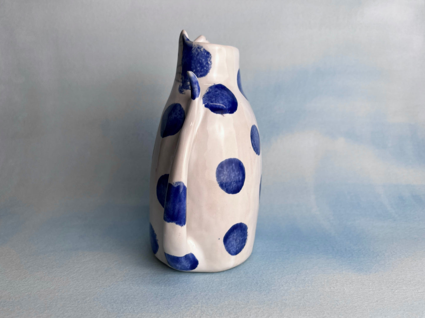 Polka Dot Kitty Cat Porcelain Bud vase A