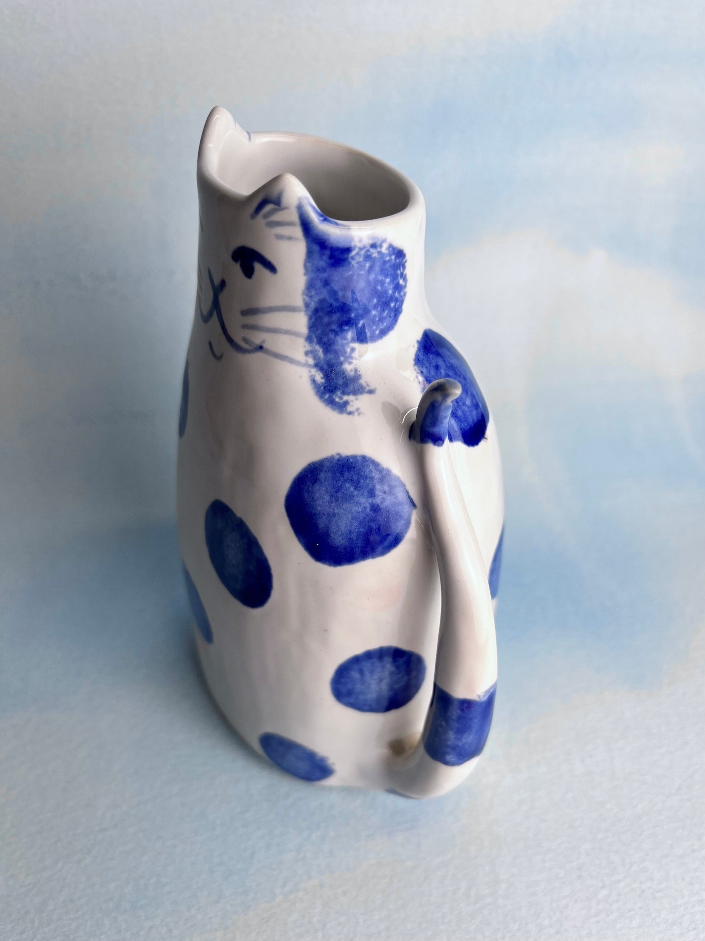 Polka Dot Kitty Cat Porcelain Bud vase A