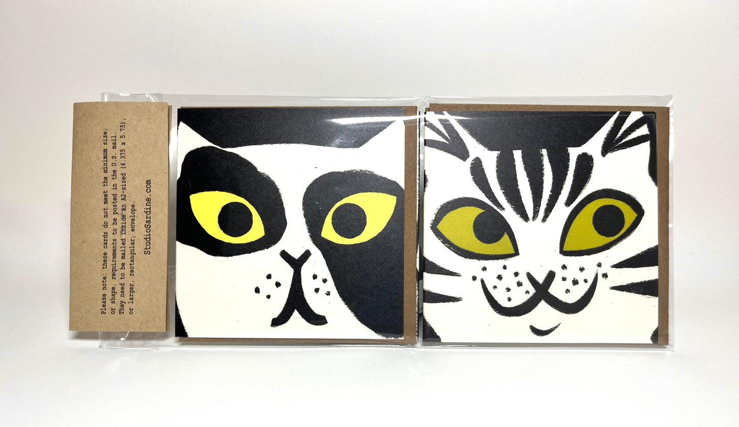 Furry Feline Emote Notes mini cat notecards 4 pack