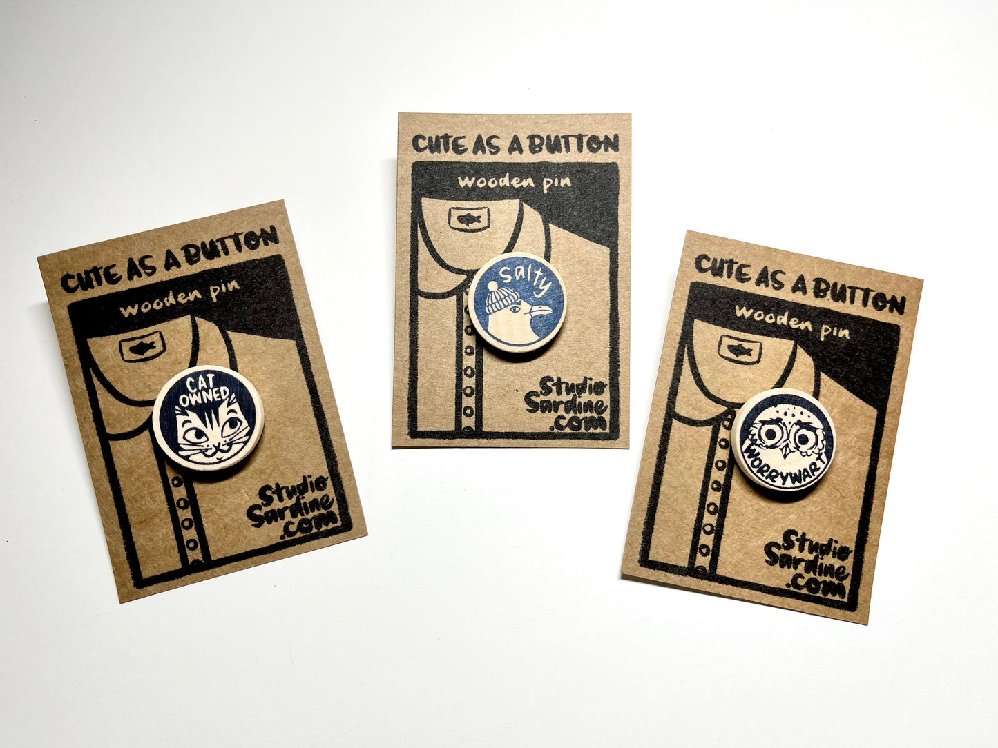 Cute-as-a-button wooden pins