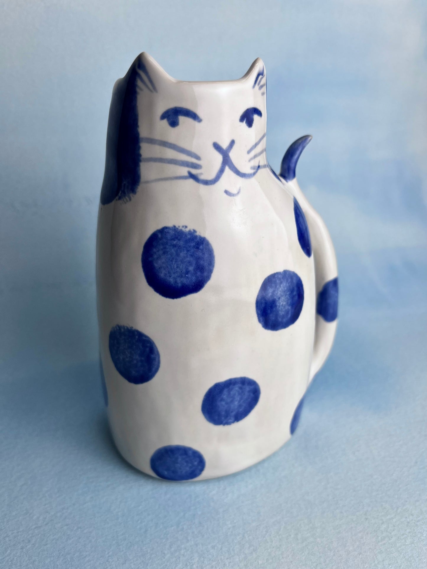 Polka Dot Kitty Cat Porcelain Bud vase A
