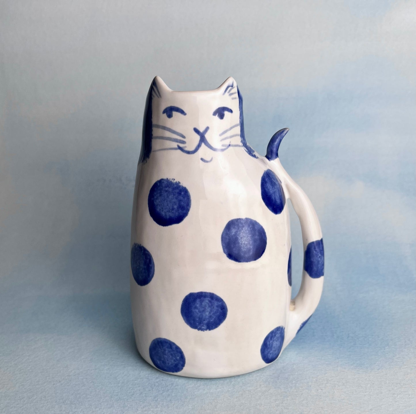 Polka Dot Kitty Cat Porcelain Bud vase A