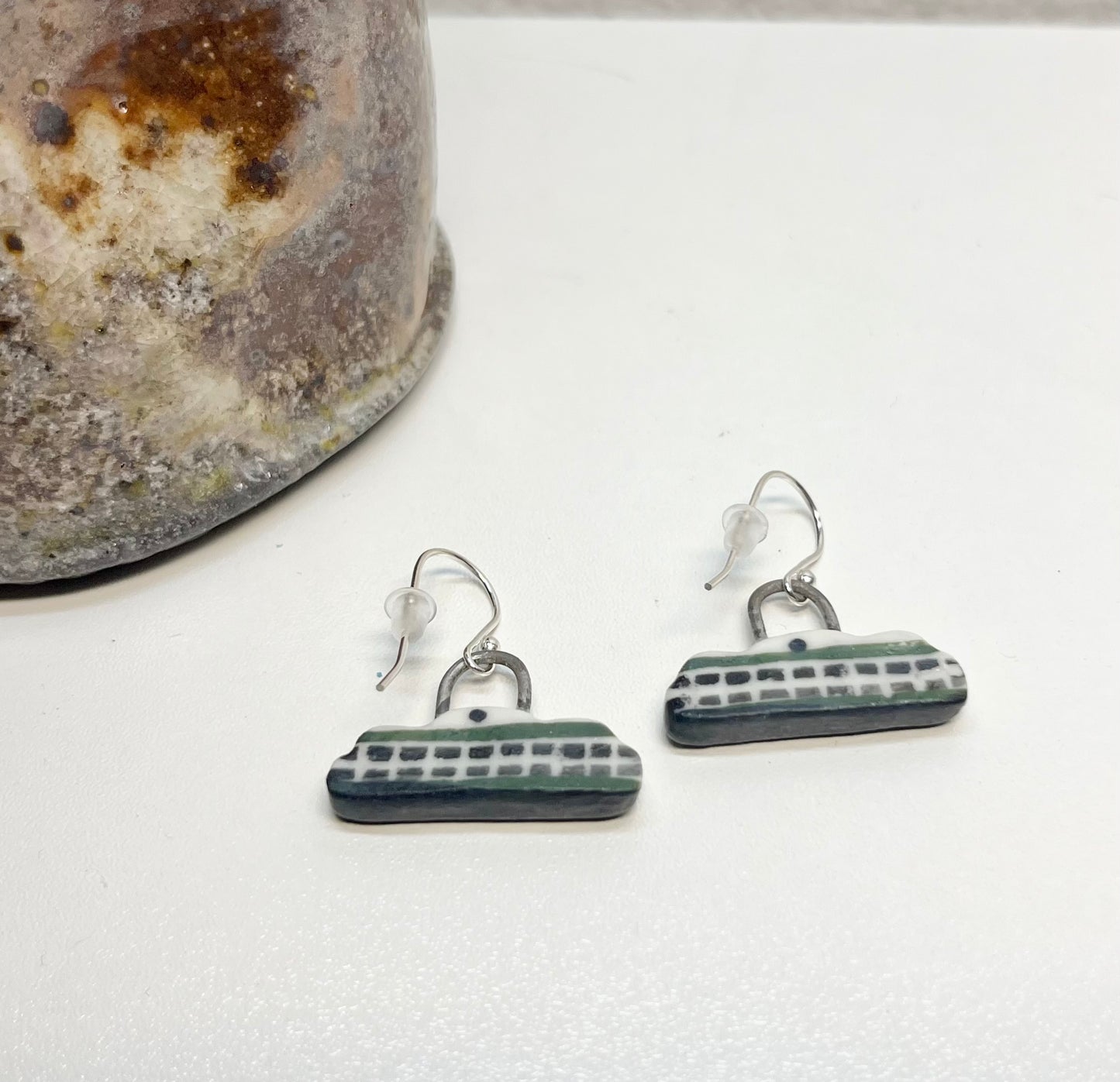 Teeny Tiny porcelain ferry earrings