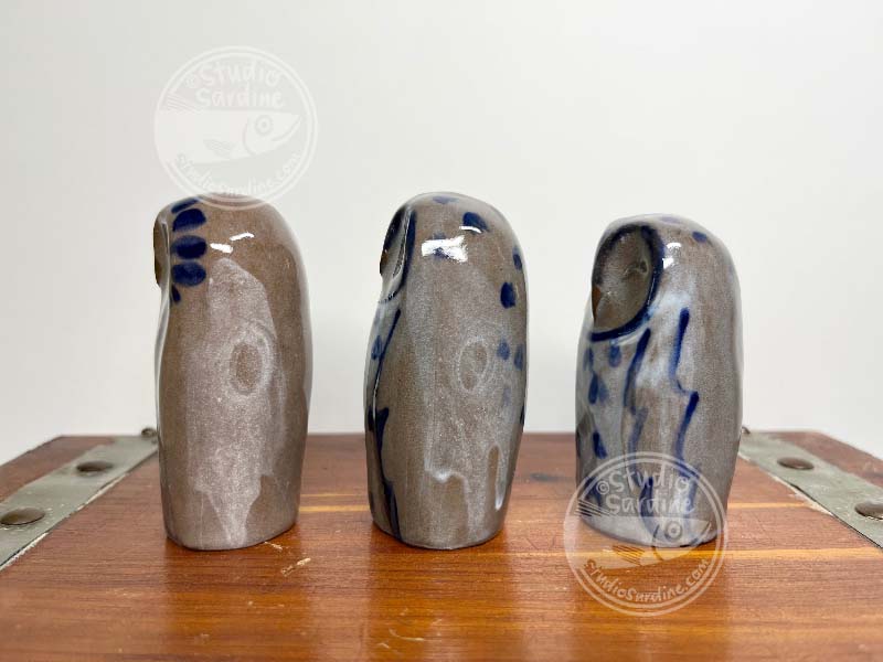 Studio Sardine Closed Wing Stoneware Owl Sculptures