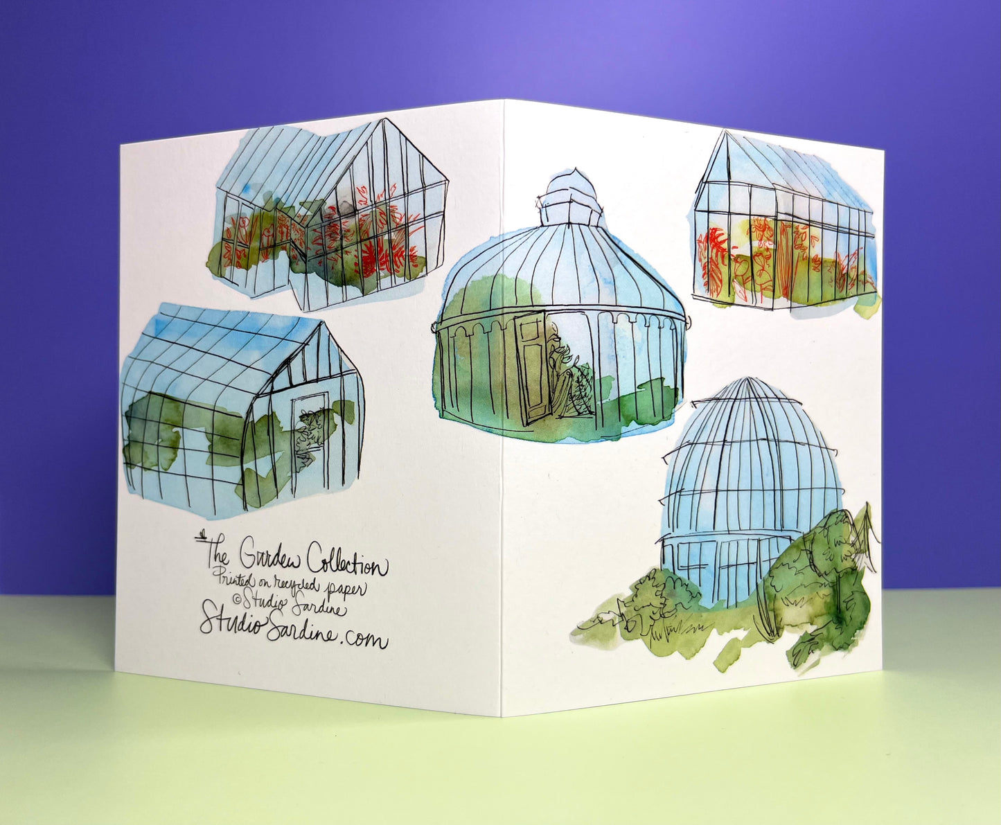 Greenhouses A2 size (5.5" x 4.25") notecards