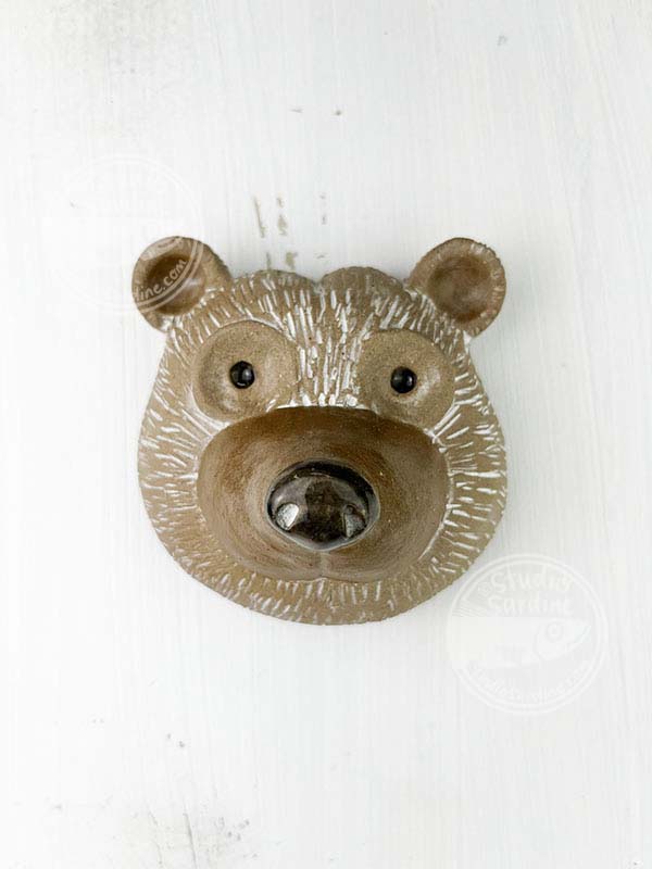 Studio Sardine Little Stoneware Bear Head Wall Sculpture