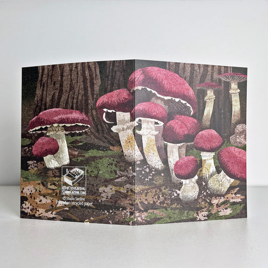 Wine Cap Mushrooms A2 size (5.5" x 4.25") notecards