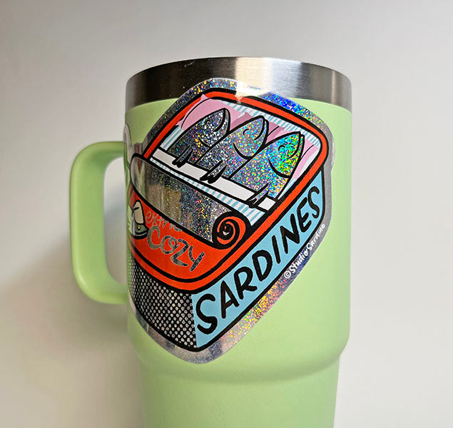 Extra Cozy Sardine Can Glitter Hologram Sticker
