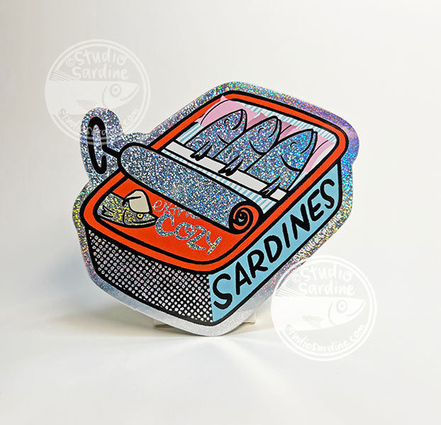 Studio Sardine Extra Cozy Sardine Can Glitter Hologram Sticker