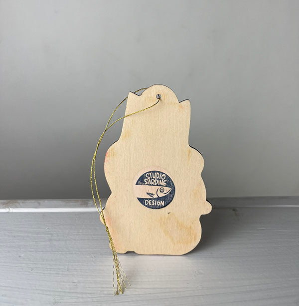 Printed Festive Felines wooden cut-out ornaments A