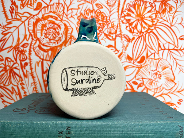 Sailor Bunny and Kitty, Handmade Porcelain Mug with Barnacles, A