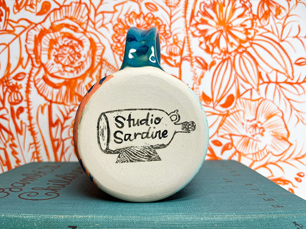 Captain Cats Handmade Porcelain Mug with Barnacles, E