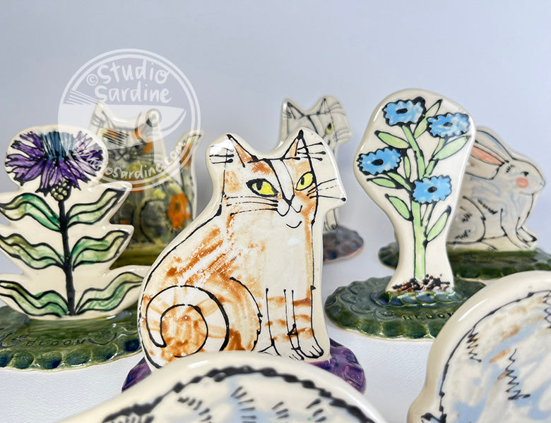 Hand-painted ceramic mini sculptures