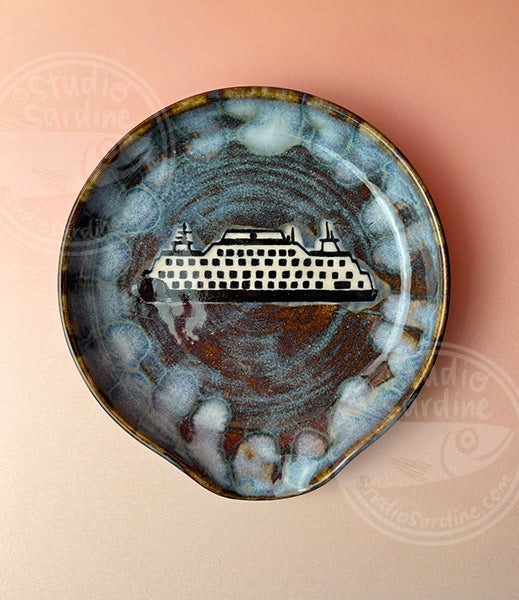 Hand-painted ferry stoneware spoon rest A