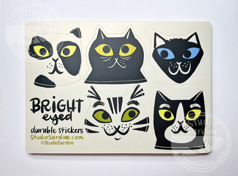Bright Eyed Kitty Cats Matte Sticker Sheet