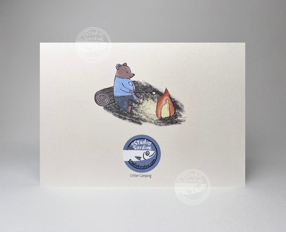 Critter Camping A7 Size Notecards, Blank Greeting Cards