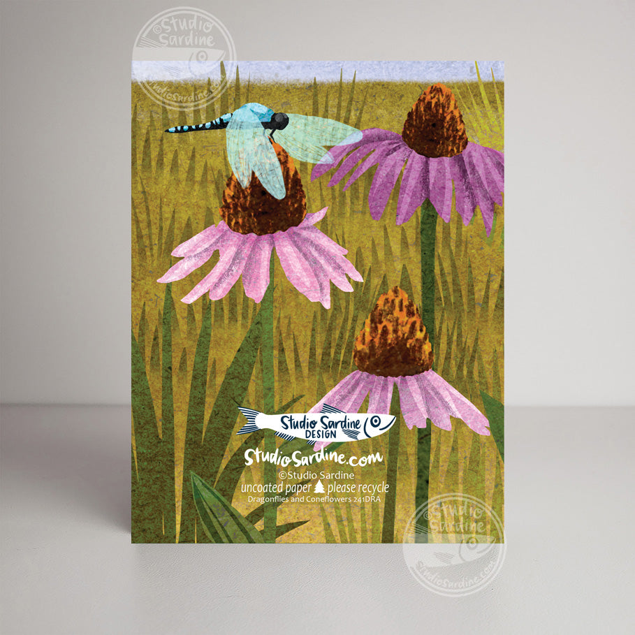 Cornflowers and Dragonflies A2 size (5.5" x 4.25") notecards