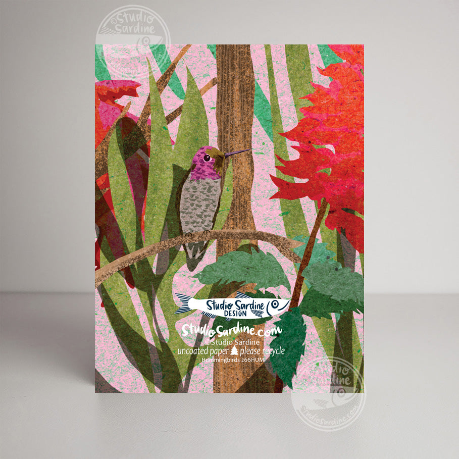 Hummingbird and Salvia A2 size (5.5" x 4.25") notecards
