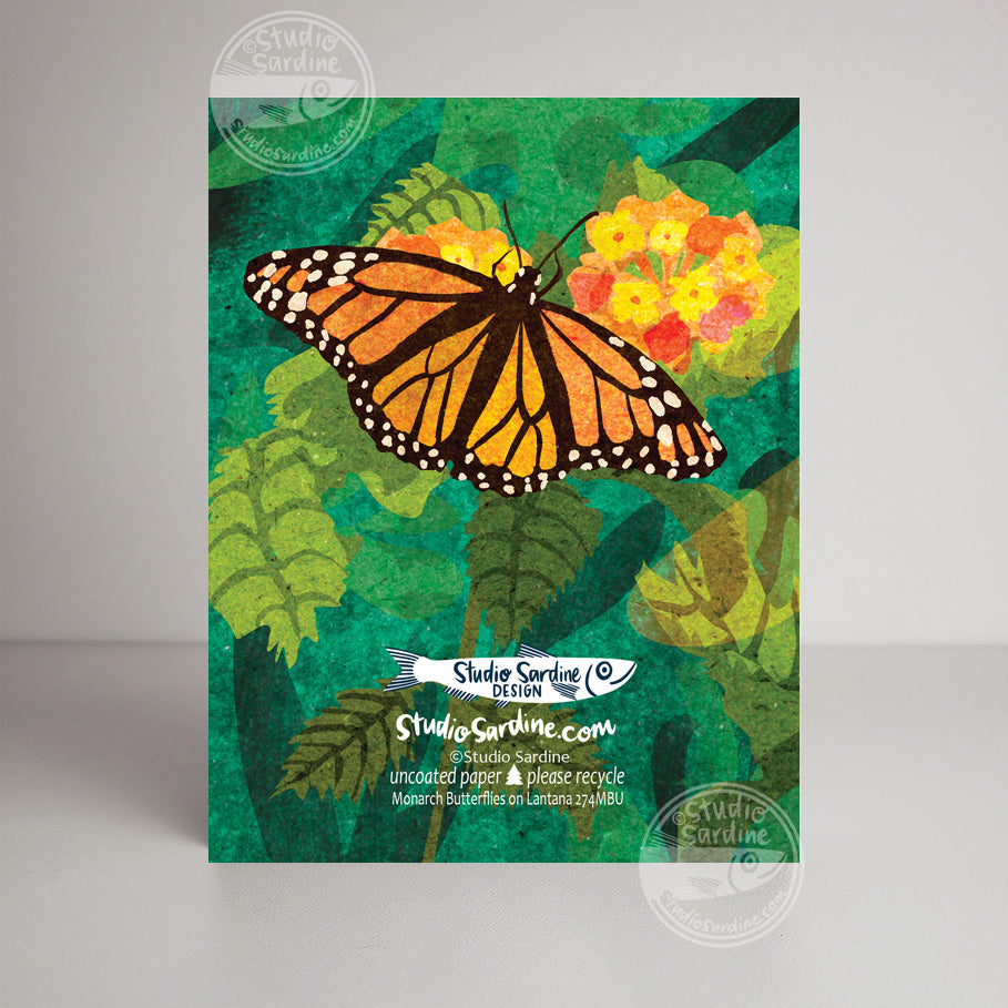 Monarchs Butterflies on Lantana A2 size (5.5" x 4.25") notecards