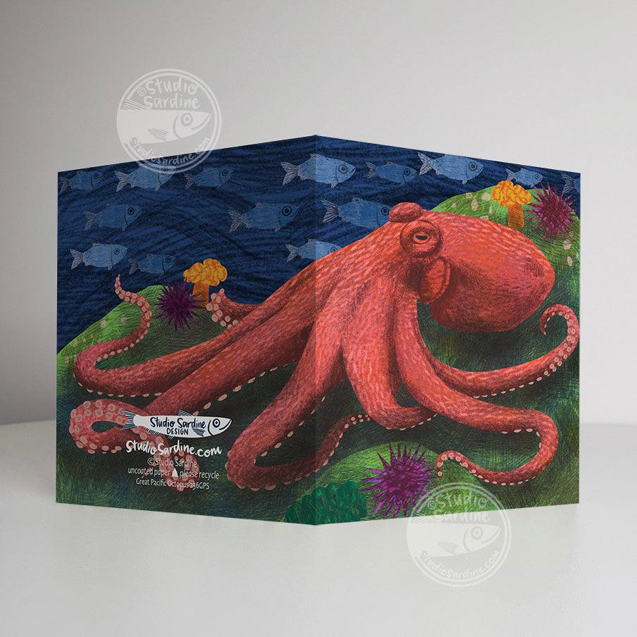 Great Pacific Octopus A2 size (5.5" x 4.25") notecards