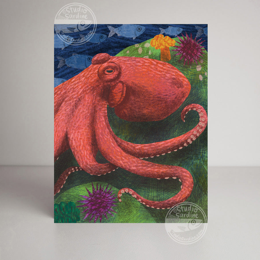 Great Pacific Octopus A2 size (5.5" x 4.25") notecards