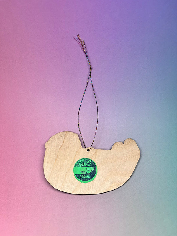 Printed “Otter Cuddles” wooden cut-out ornaments