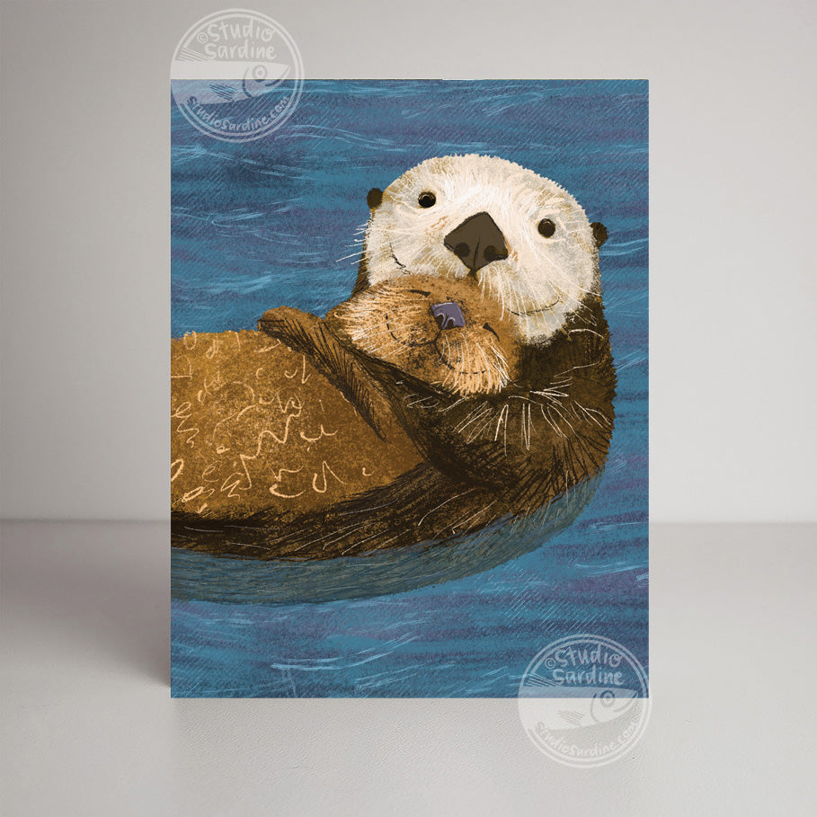 Cuddly Sea Otter A2 size (5.5" x 4.25") notecards