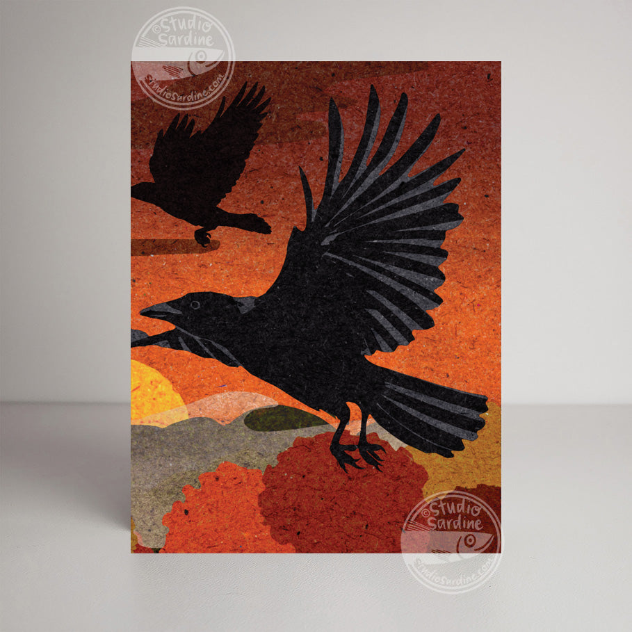 Sunset Ravens A2 size (5.5" x 4.25") notecards