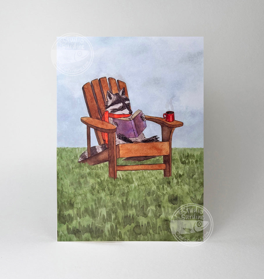 Reading Raccoon A7 Size Notecards, Blank Greeting Cards
