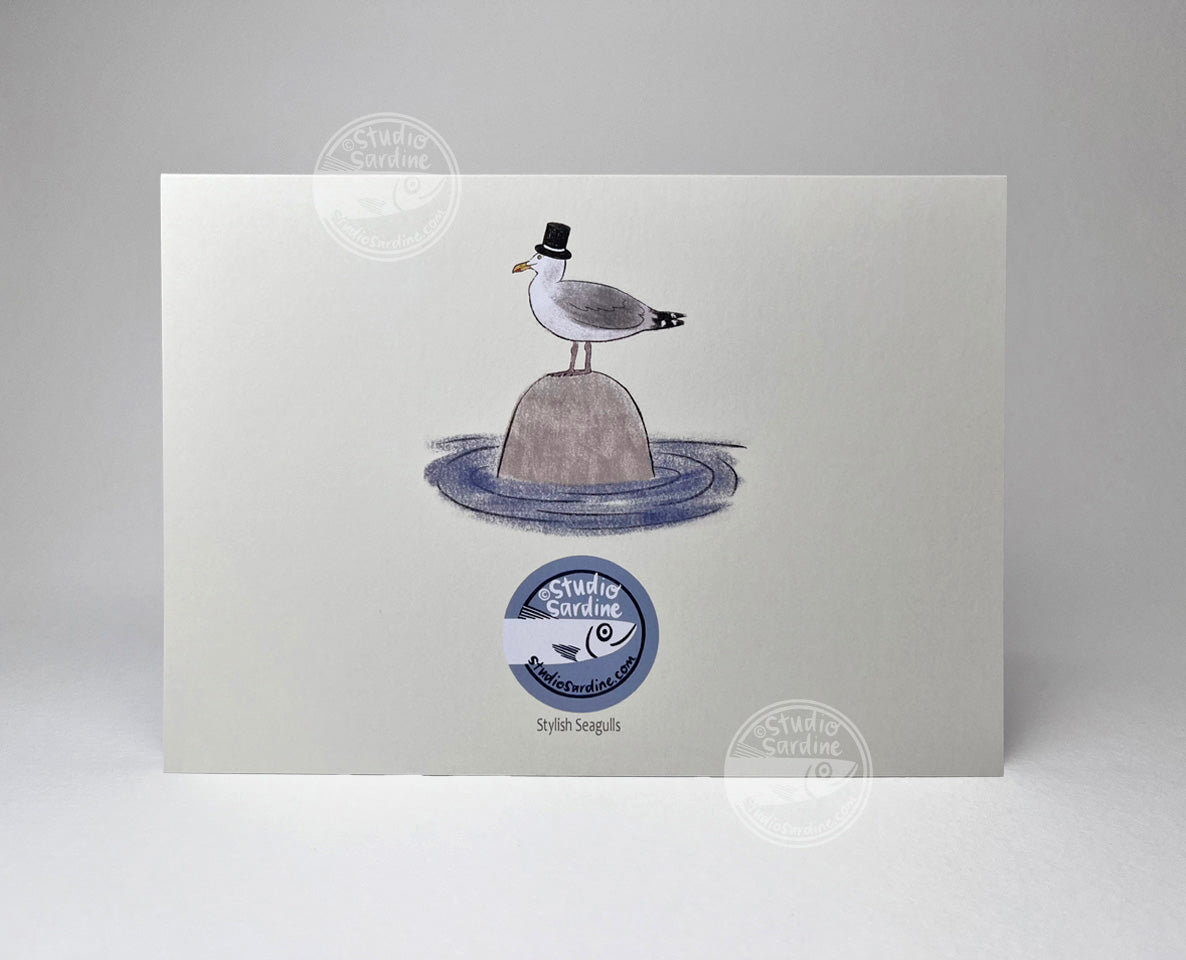 Stylish Seagulls A7 Size Notecards, Blank Greeting Cards