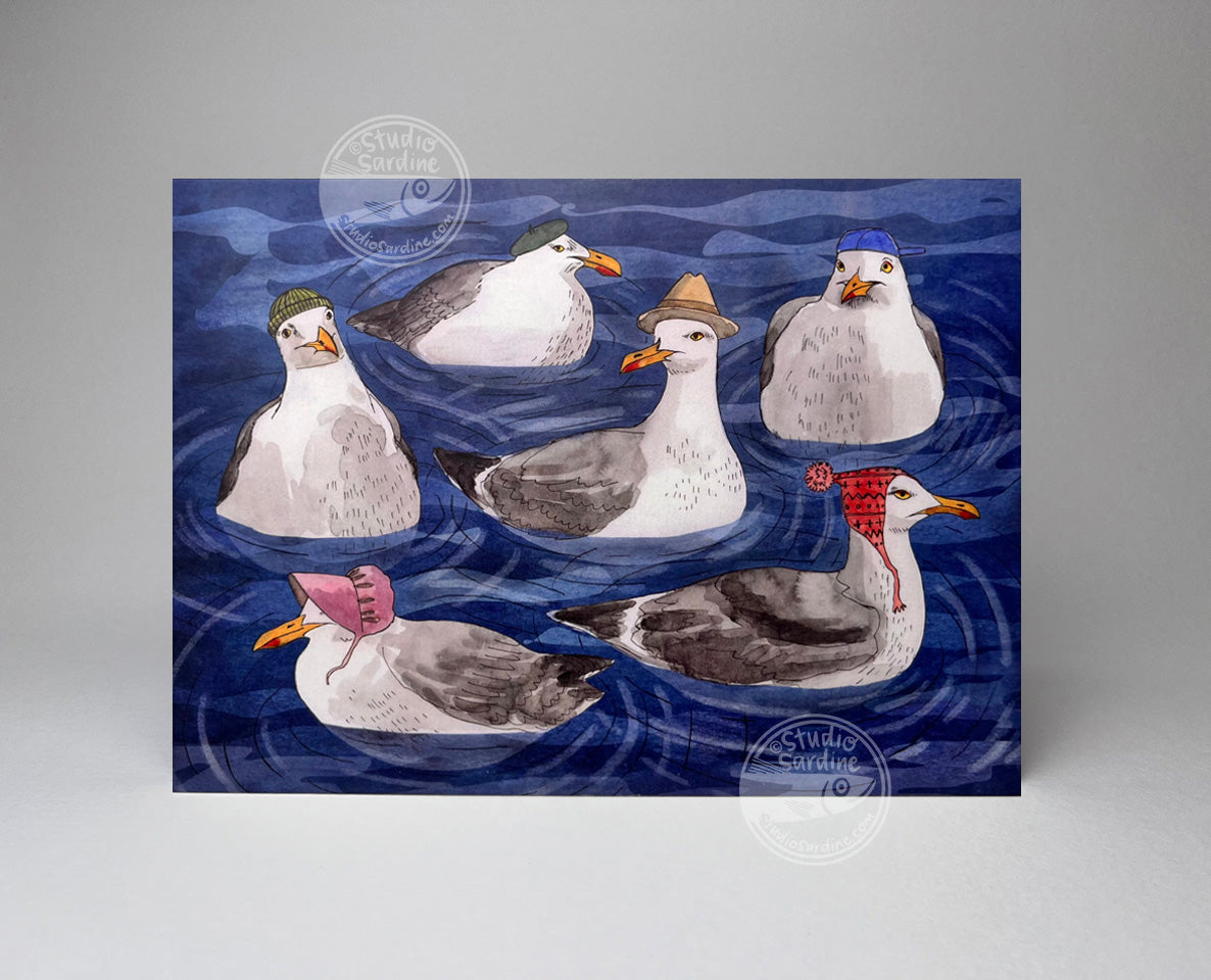 Stylish Seagulls A7 Size Notecards, Blank Greeting Cards