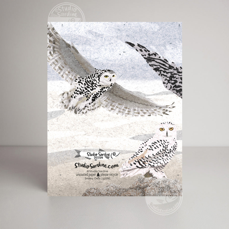 Snowy Owls A2 size (5.5" x 4.25") notecards, holiday card