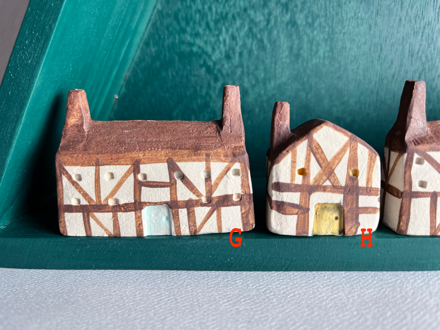 Tiny Tudor earthenware houses