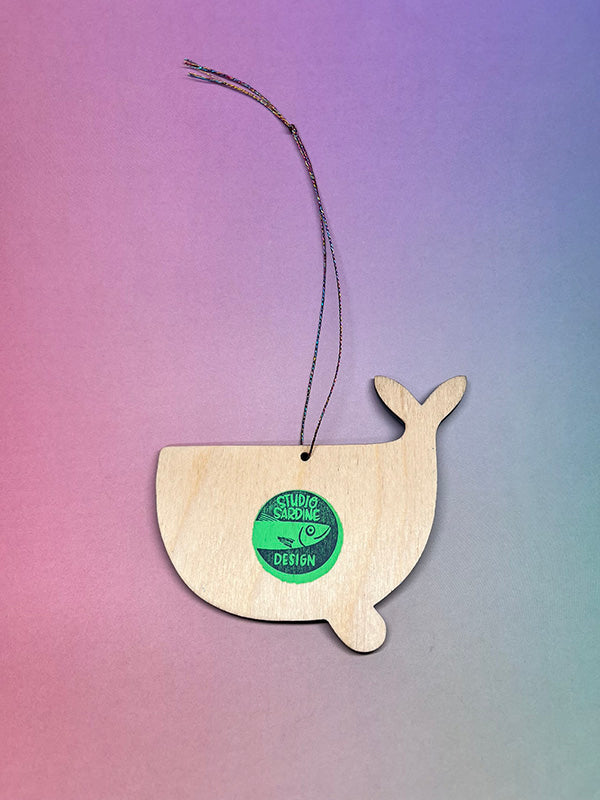 Printed “Joyful Whale” wooden cut-out ornaments