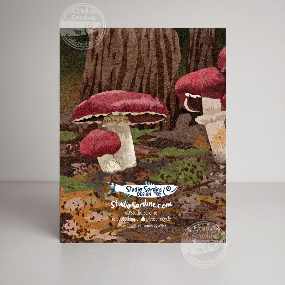 Wine Cap Mushrooms A2 size (5.5" x 4.25") notecards