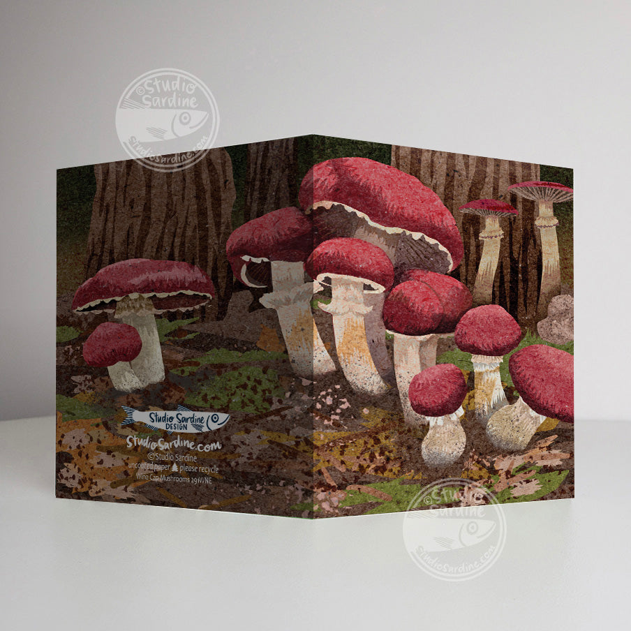 Wine Cap Mushrooms A2 size (5.5" x 4.25") notecards