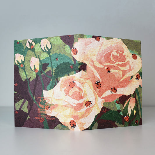 Tea Roses and Ladybugs A2 size (5.5" x 4.25") notecards