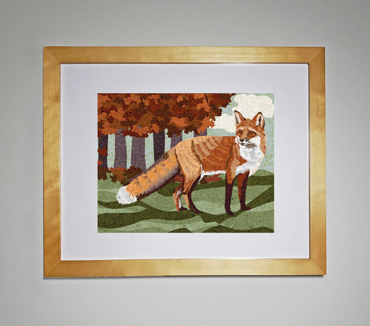 Fox and Falling Leaves Art Print 8" x 10"