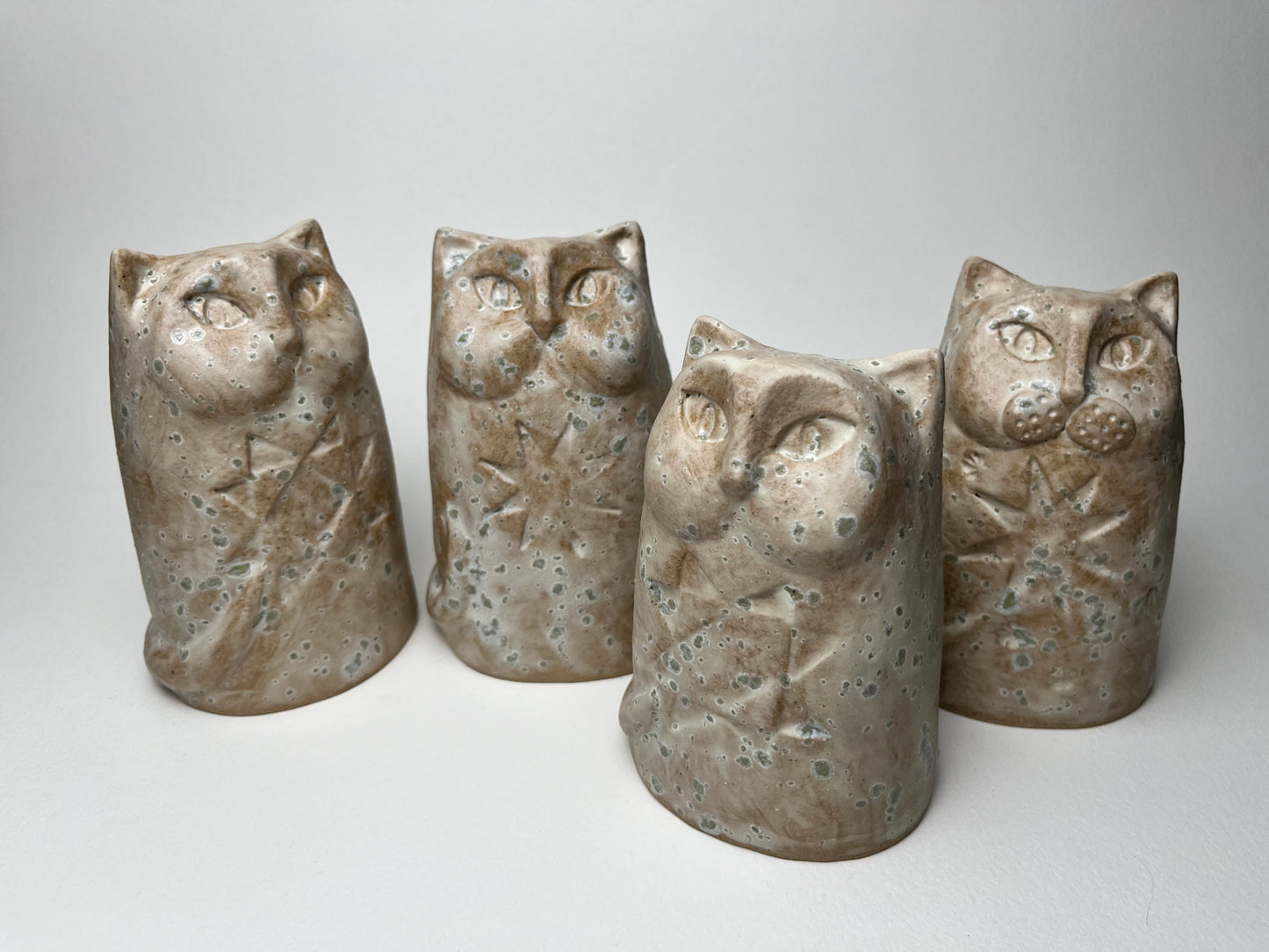 Seafoam Textured Cat Sculptures