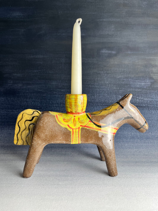 Dala style horse candle holder