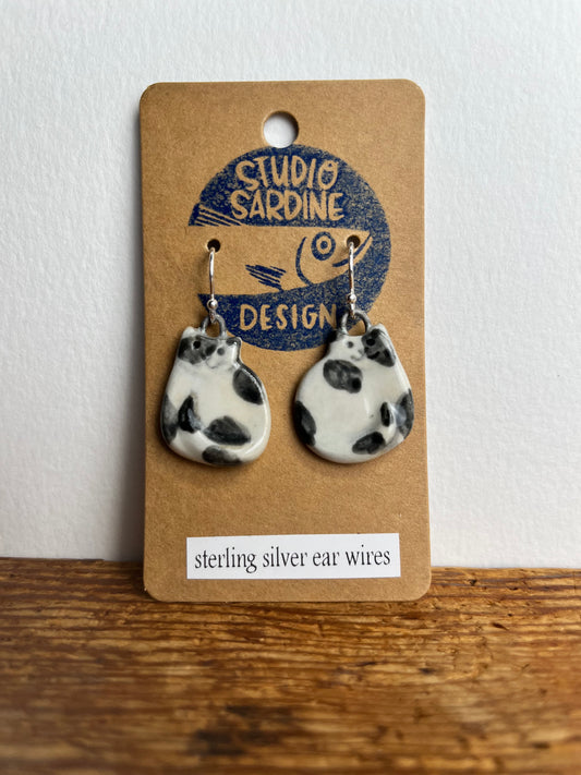 Tuxedo cats porcelain earrings