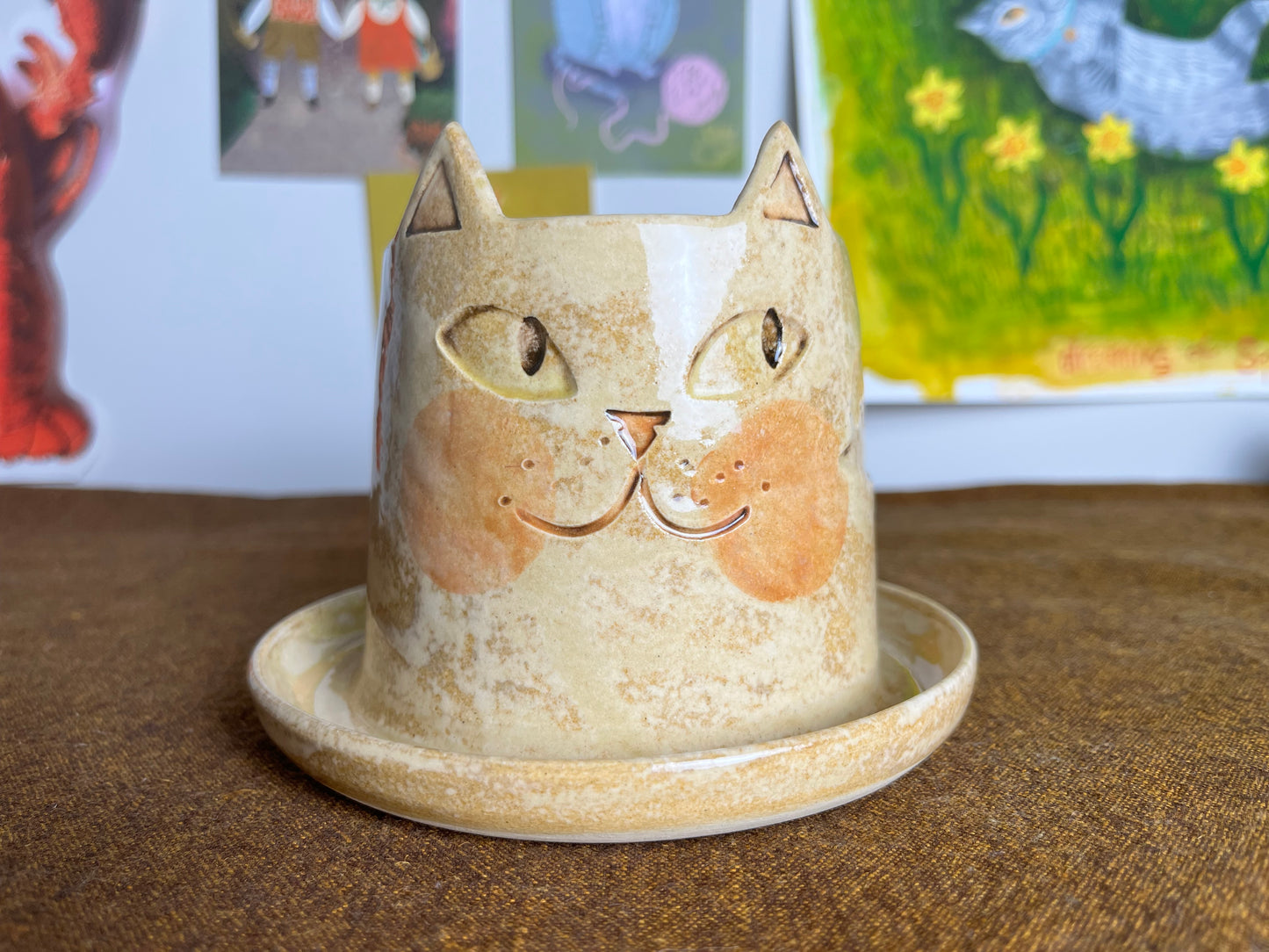 Ginger cat mini planter