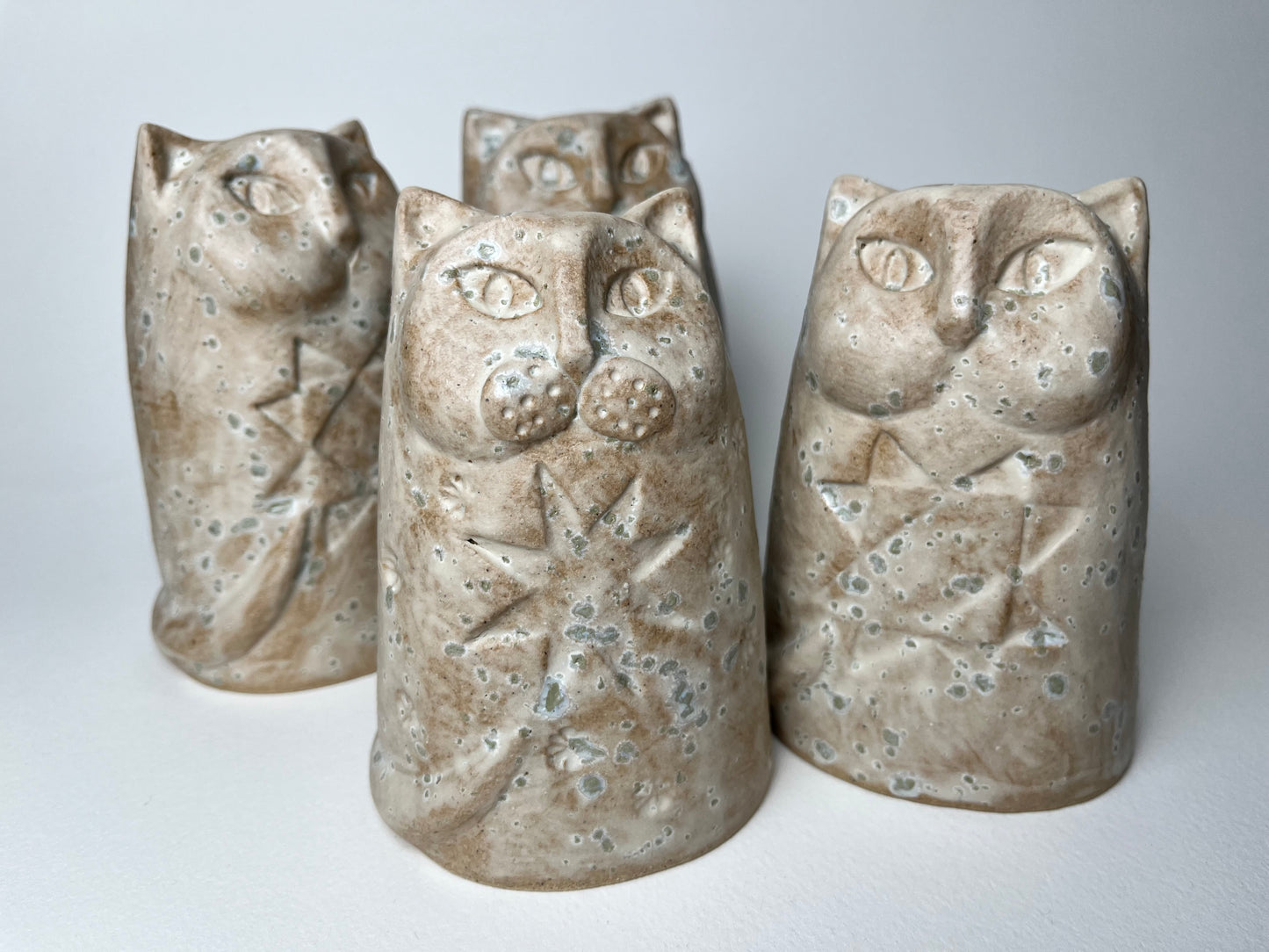 Seafoam Textured Cat Sculptures