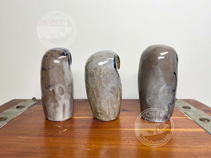 Studio Sardine Closed Wing Stoneware Owl Sculptures