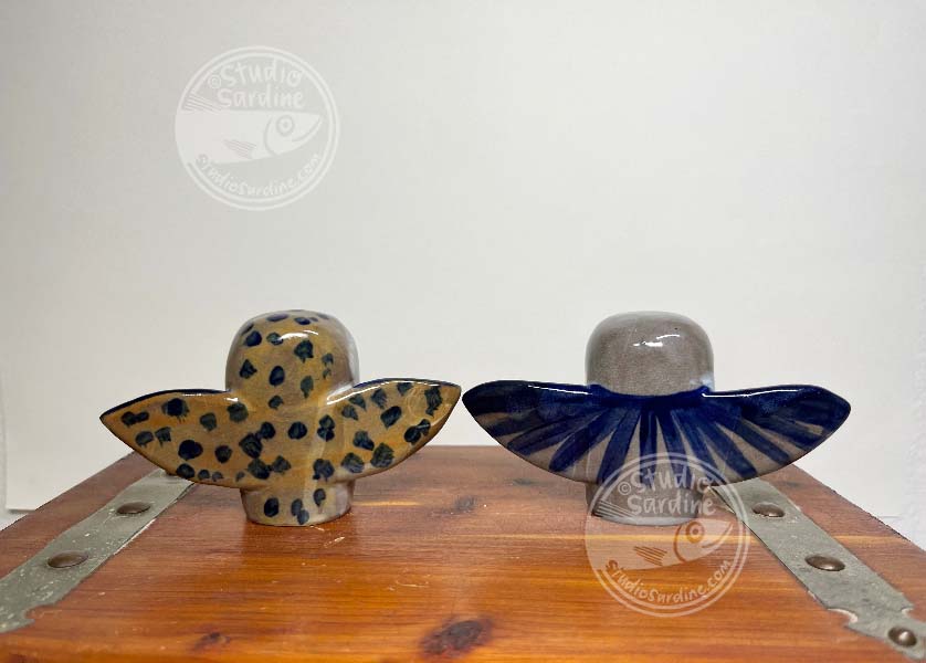Studio Sardine Open Wing Stoneware Owl Sculptures